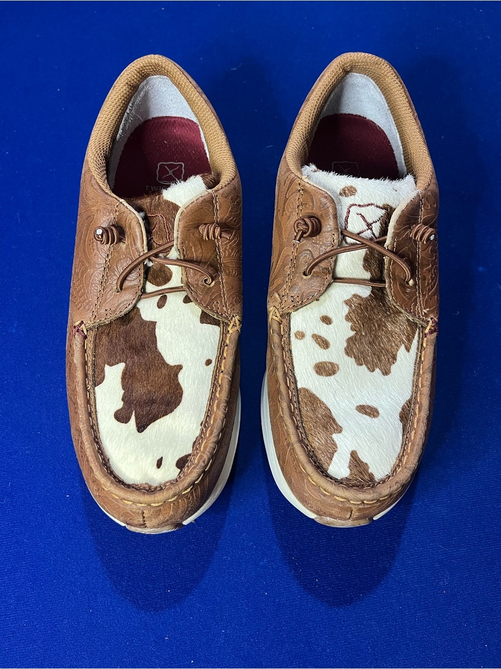 Brown Cowhide Leather Casual Women’s Twisted X Feather X Boat Shoes